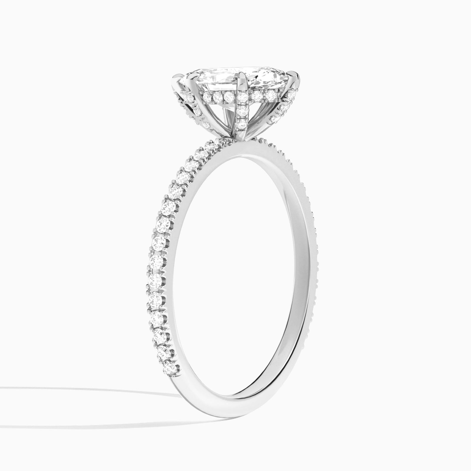 Pear Luxe Valentina Pavé Lab Diamond Engagement Ring In 14K White Gold, Angle View