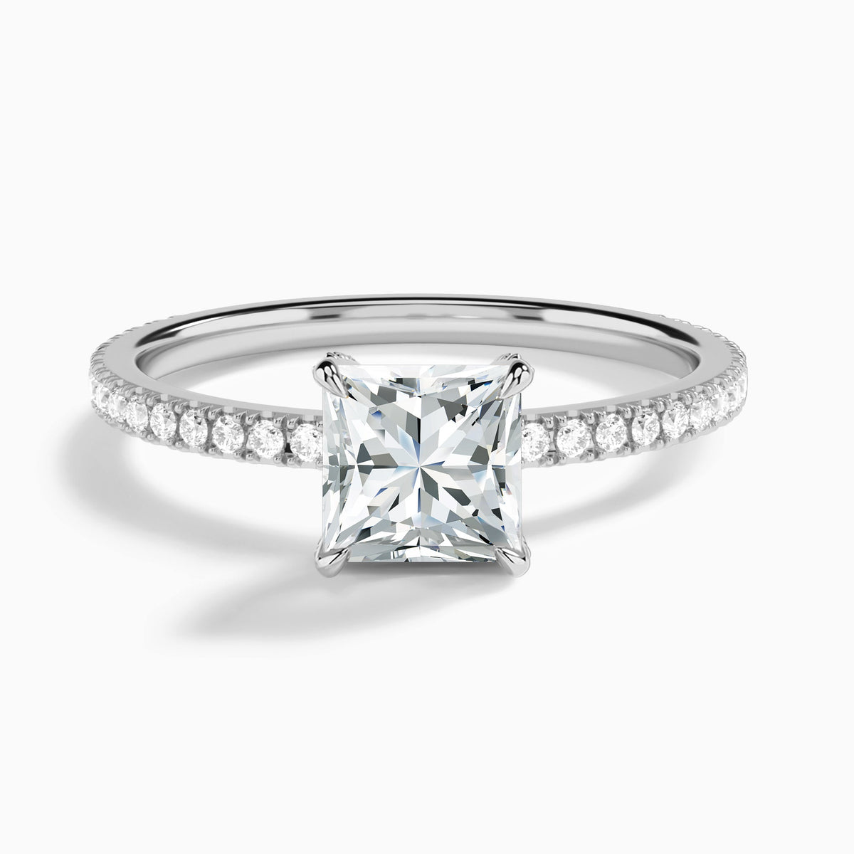 Princess Luxe Valentina Pavé Lab Diamond Engagement Ring In 14K White Gold - Lucenjuri