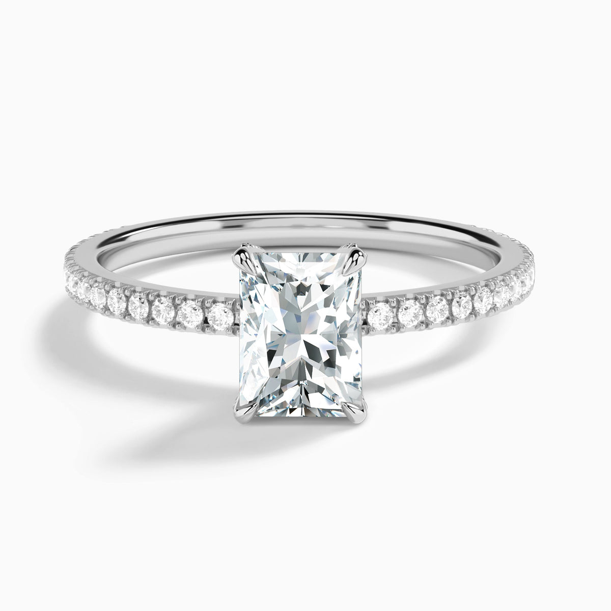 Radiant Luxe Valentina Pavé Lab Diamond Engagement Ring In 18K White Gold - Lucenjuri