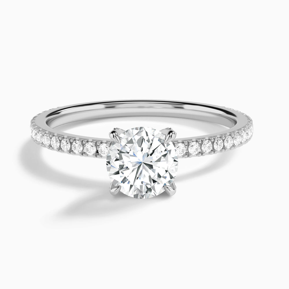 Round Luxe Valentina Pavé Lab Diamond Engagement Ring In 14K White Gold - Lucenjuri