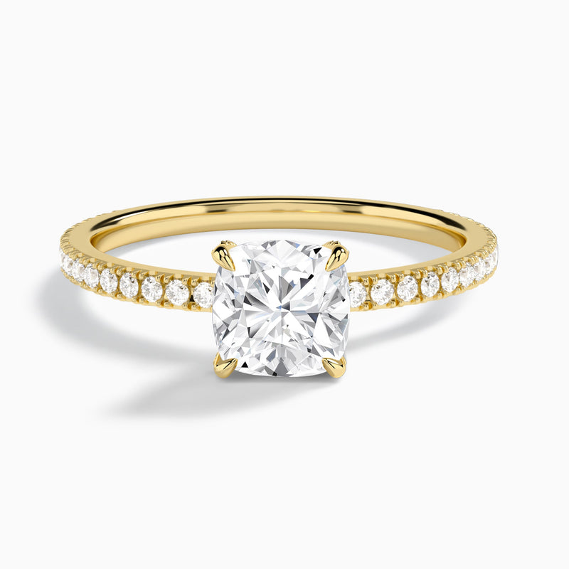 Cushion Luxe Valentina Pavé Lab Diamond Engagement Ring In 14K Yellow Gold - Lucenjuri