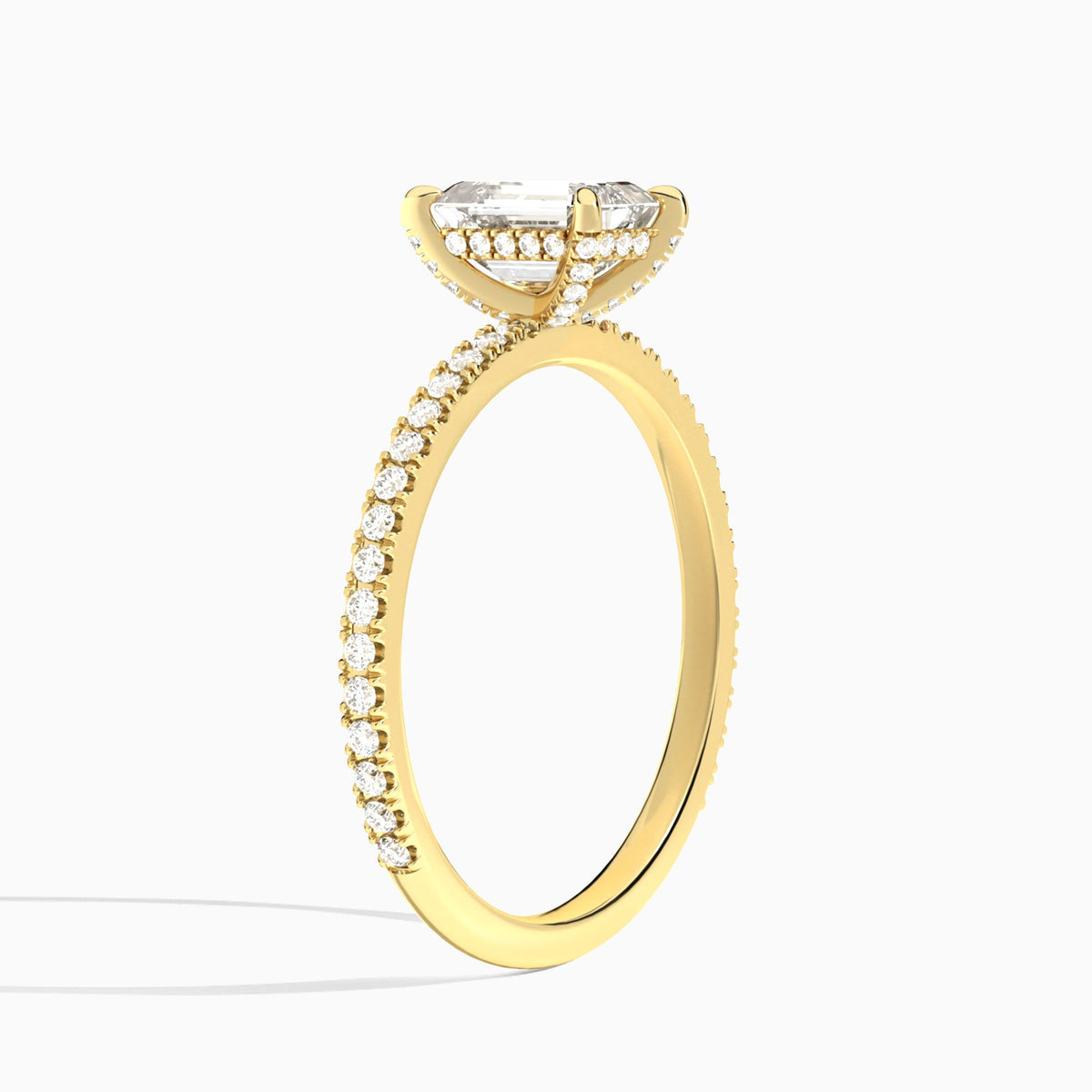 Emerald Luxe Valentina Pavé Lab Diamond Engagement Ring In 14K Yellow Gold, Angle View