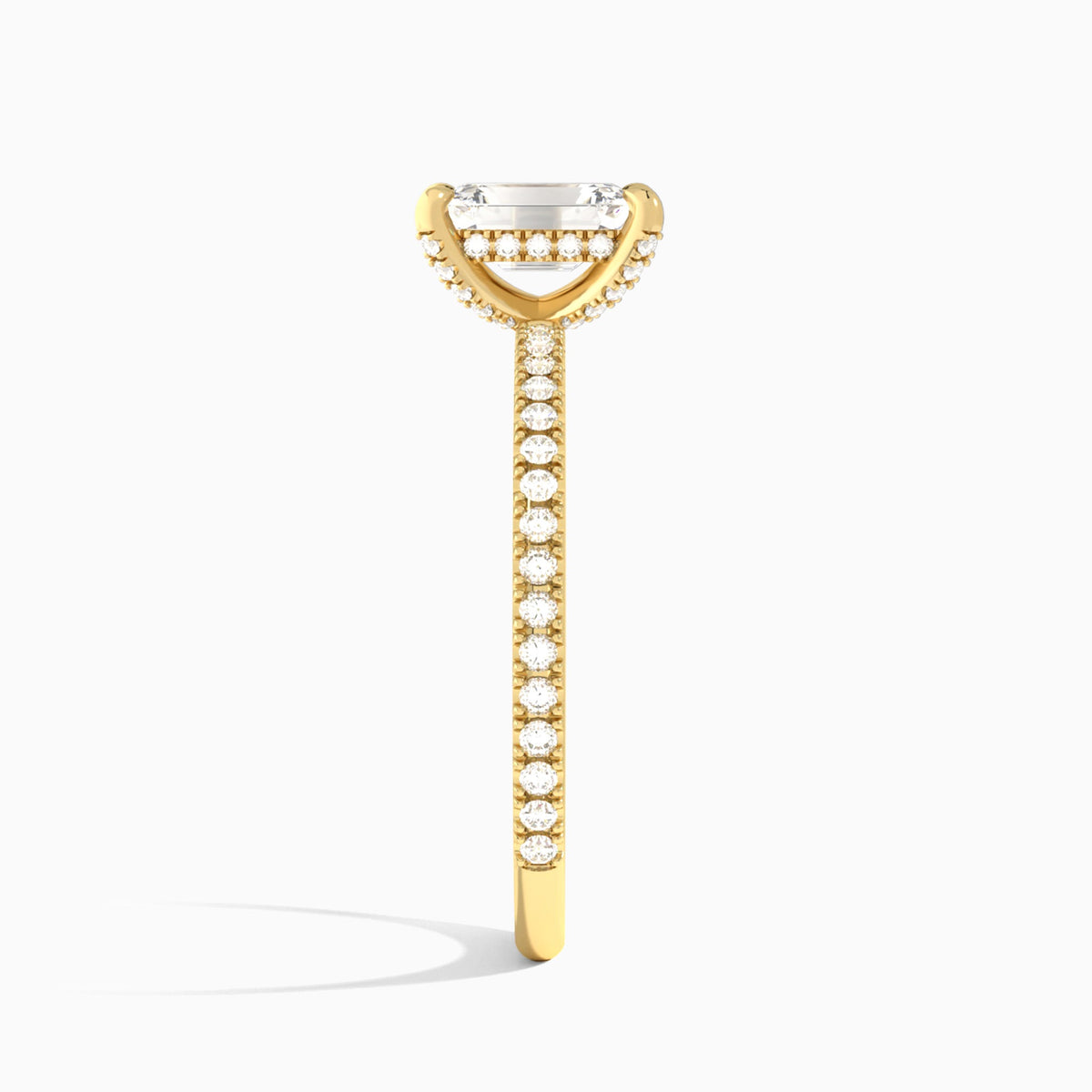 Emerald Luxe Valentina Pavé Lab Diamond Engagement Ring In 14K Yellow Gold, Side View