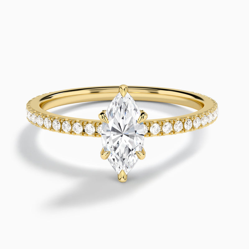 Marquise Luxe Valentina Pavé Lab Diamond Engagement Ring In 14K Yellow Gold - Lucenjuri