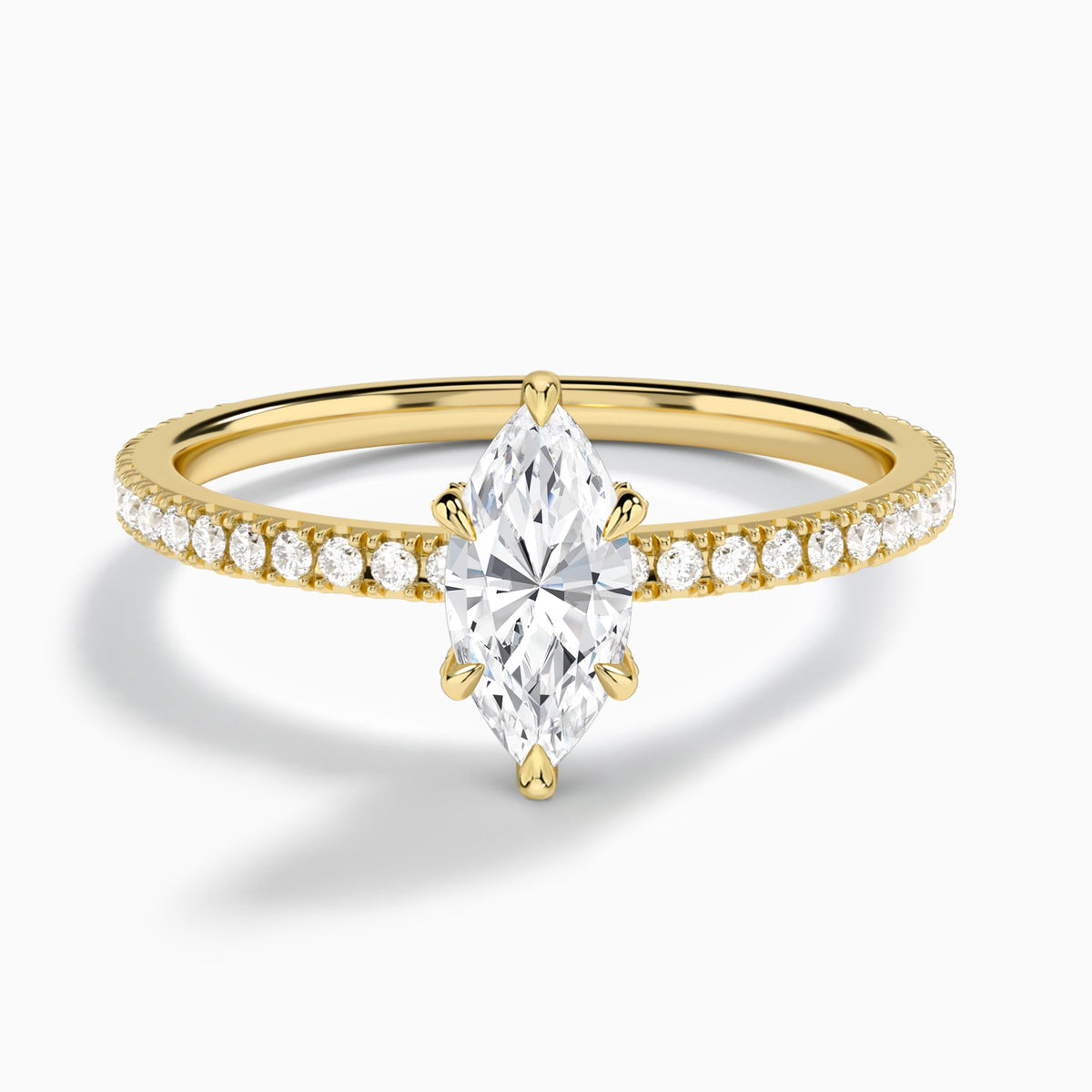 Marquise Luxe Valentina Pavé Lab Diamond Engagement Ring In 14K Yellow Gold - Lucenjuri