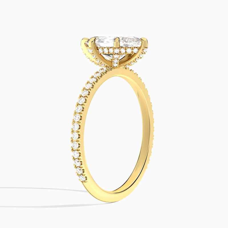 Marquise Luxe Valentina Pavé Lab Diamond Engagement Ring In 18K Yellow Gold, Angle View