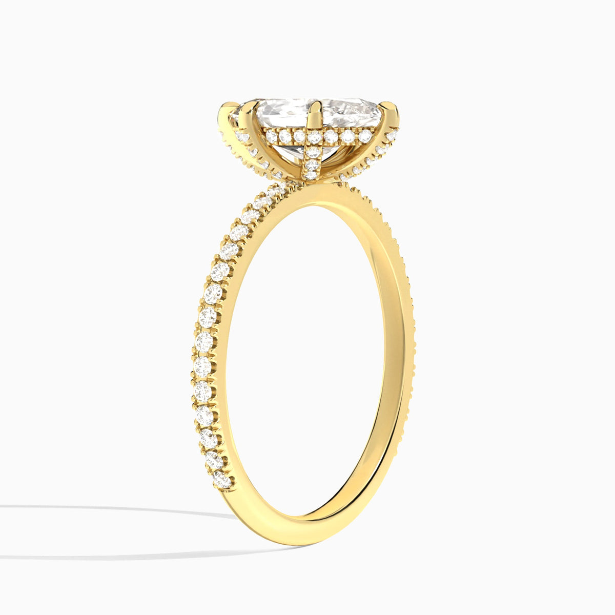 Marquise Luxe Valentina Pavé Lab Diamond Engagement Ring In 18K Yellow Gold, Angle View