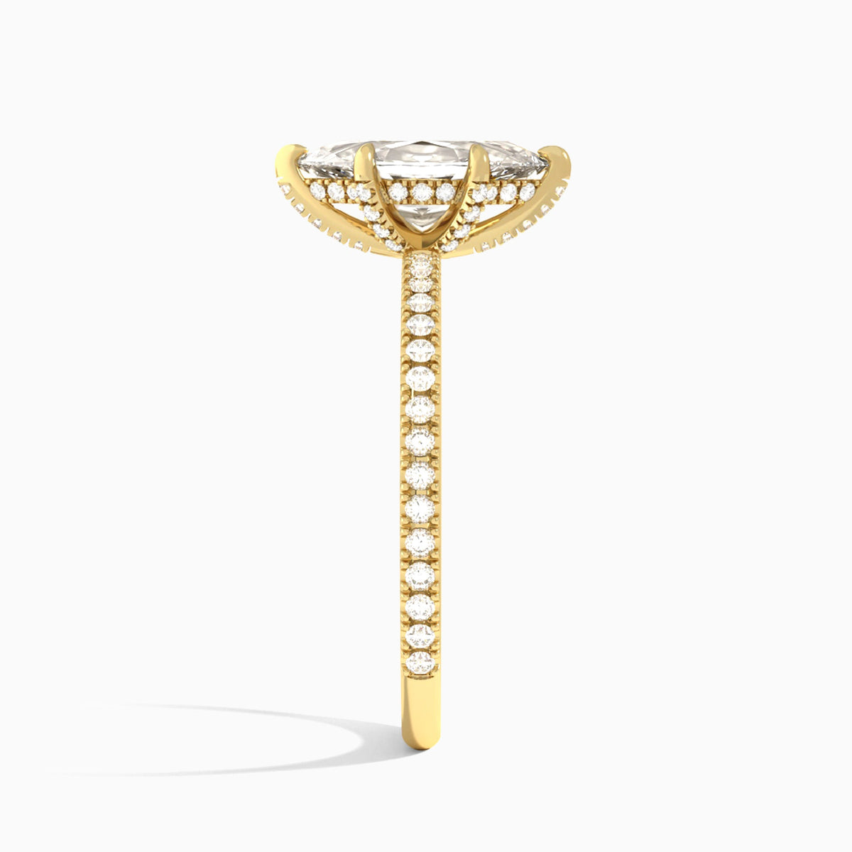 Marquise Luxe Valentina Pavé Lab Diamond Engagement Ring In 18K Yellow Gold, Side View