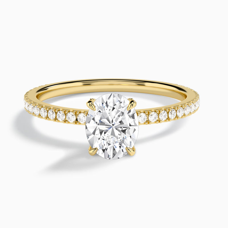 Oval Luxe Valentina Pavé Lab Diamond Engagement Ring In 14K Yellow Gold - Lucenjuri