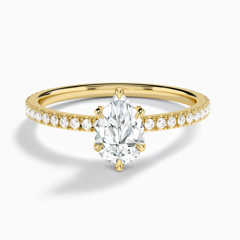 Pear Luxe Valentina Pavé Lab Diamond Engagement Ring In 14K Yellow Gold - Lucenjuri