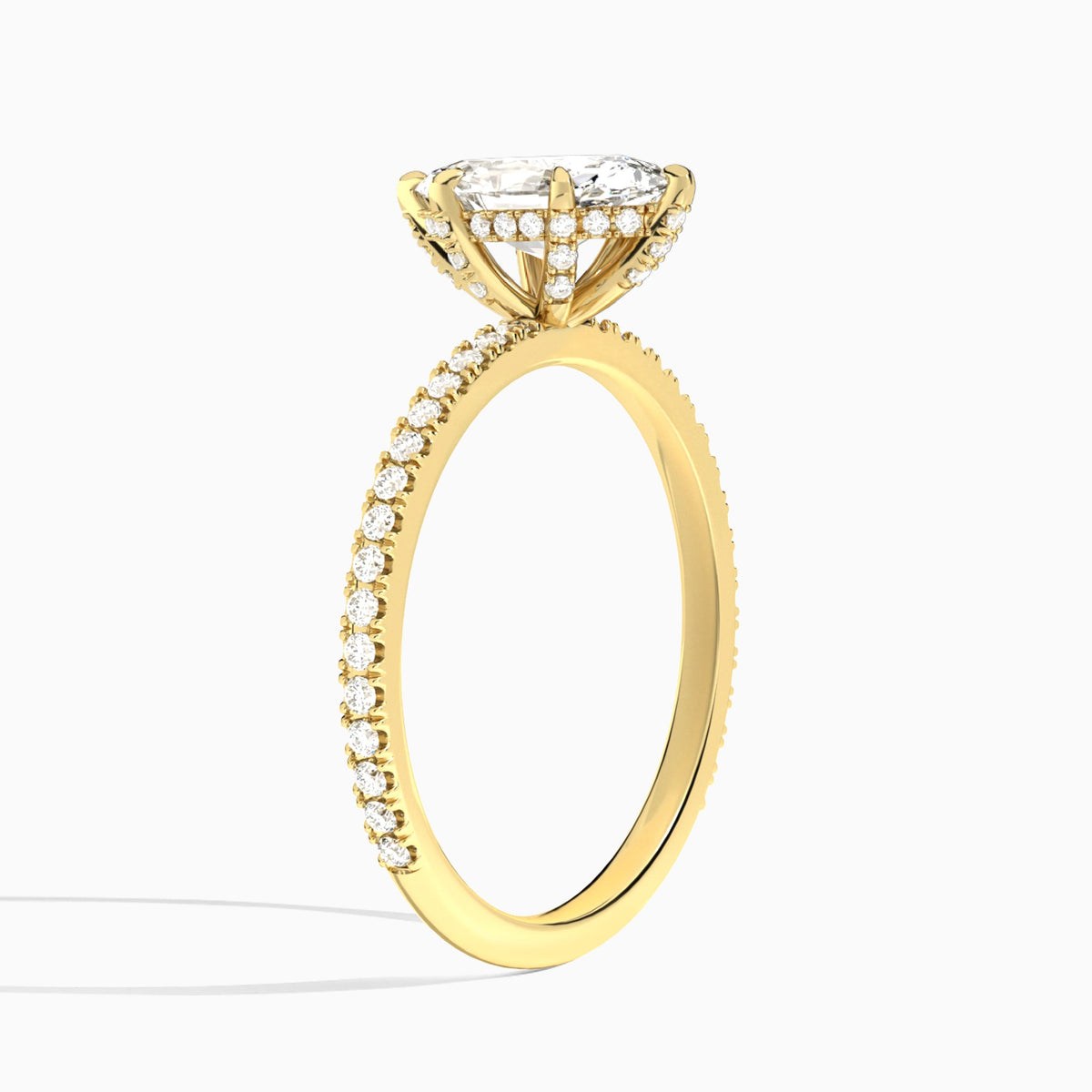 Pear Luxe Valentina Pavé Lab Diamond Engagement Ring In 18K Yellow Gold, Angle View