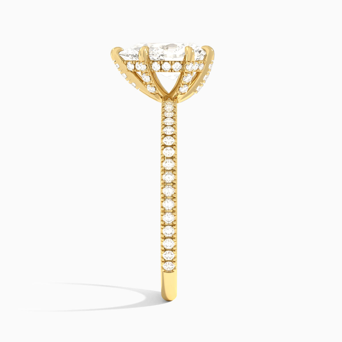 Pear Luxe Valentina Pavé Lab Diamond Engagement Ring In 14K Yellow Gold, Side View