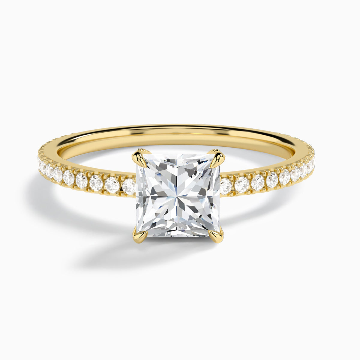 Princess Luxe Valentina Pavé Lab Diamond Engagement Ring In 14K Yellow Gold - Lucenjuri