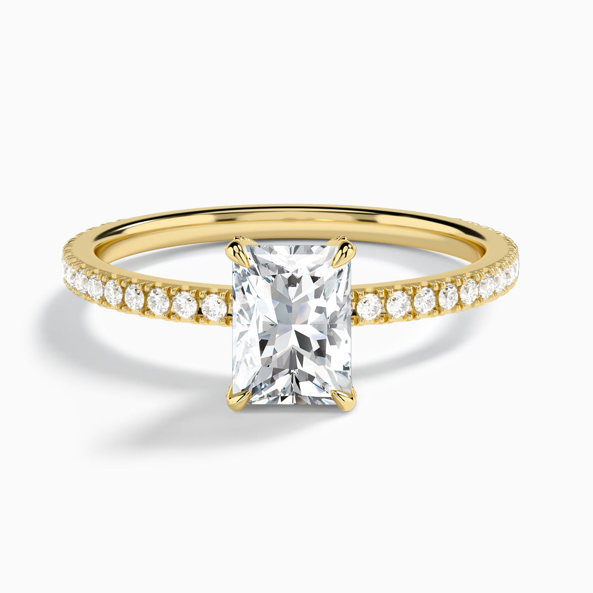 Radiant Luxe Valentina Pavé Lab Diamond Engagement Ring In 14K Yellow Gold - Lucenjuri