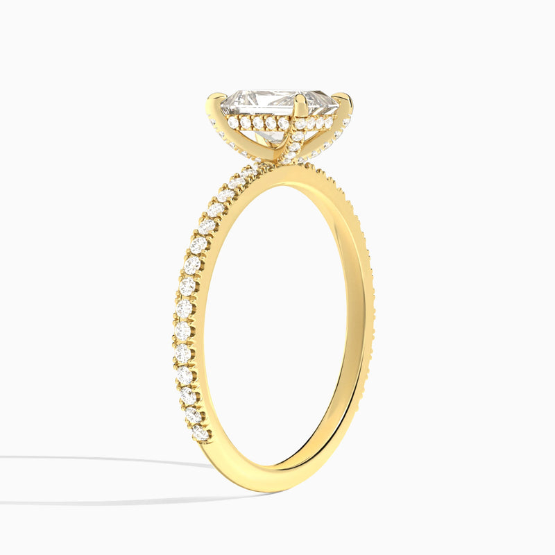 Radiant Luxe Valentina Pavé Lab Diamond Engagement Ring In 18K Yellow Gold, Angle View