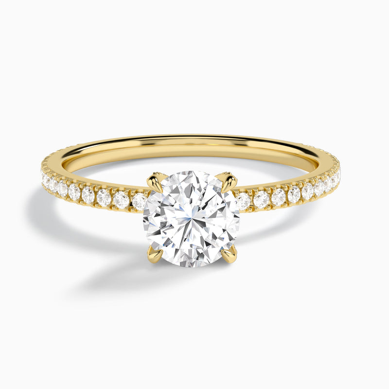 Round Luxe Valentina Pavé Lab Diamond Engagement Ring In 14K Yellow Gold - Lucenjuri