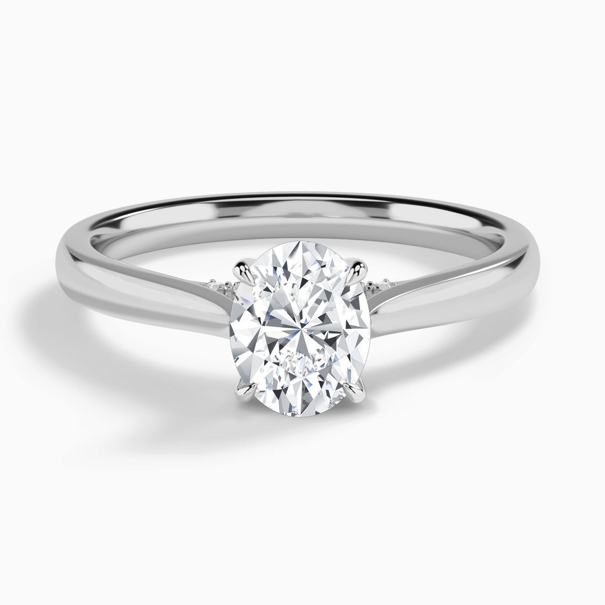 Oval Ophelia Lab Grown Diamond Engagement Ring In Platinum - Lucenjuri