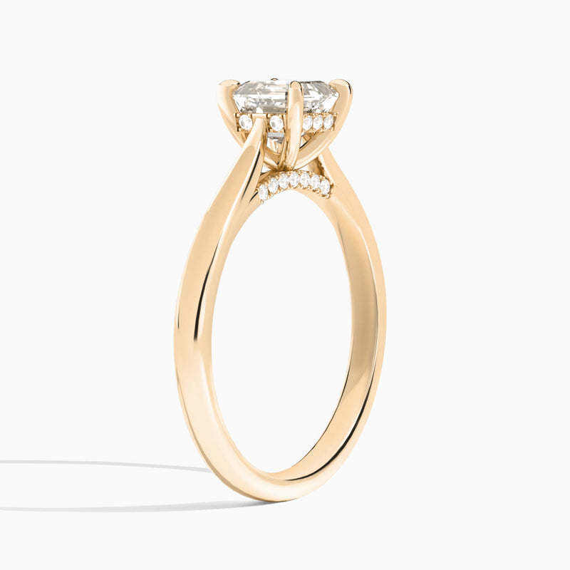 Asscher Ophelia Lab Grown Diamond Engagement Ring In 14K Rose Gold, Angle View