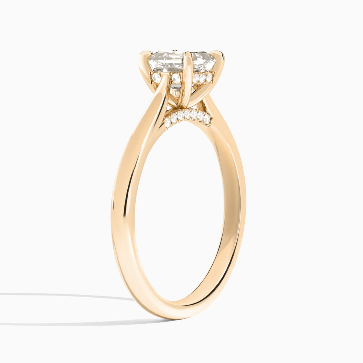 Asscher Ophelia Lab Grown Diamond Engagement Ring In 14K Rose Gold, Angle View