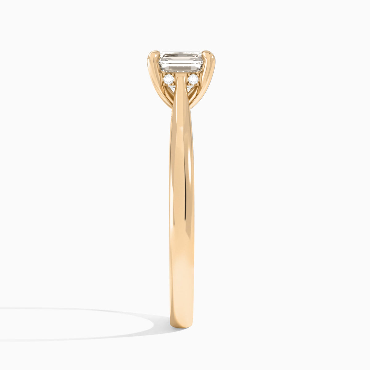 Asscher Ophelia Lab Grown Diamond Engagement Ring In 14K Rose Gold, Side View