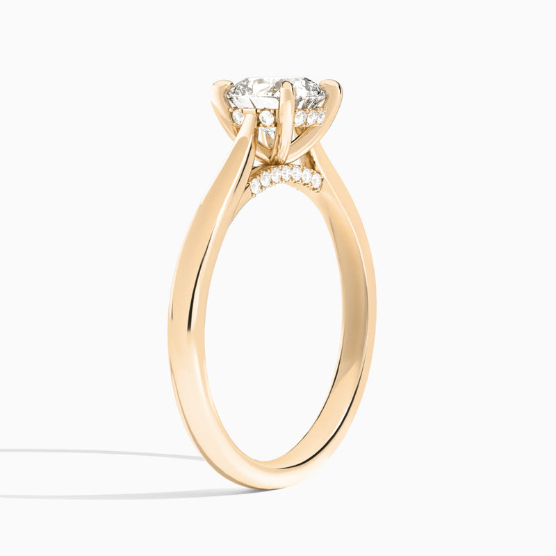 Cushion Ophelia Lab Grown Diamond Engagement Ring In 14K Rose Gold, Angle View