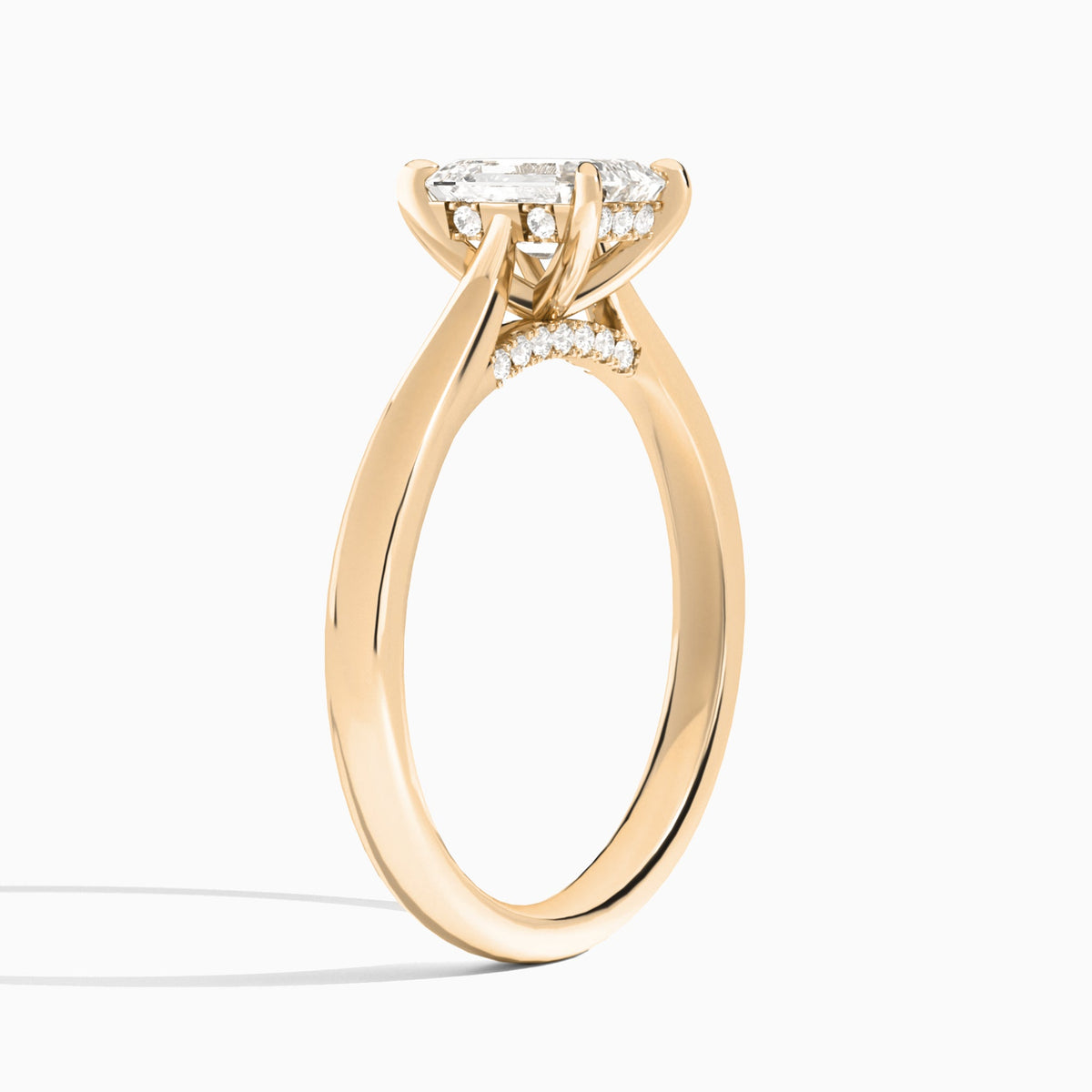 Emerald Ophelia Lab Grown Diamond Engagement Ring In 14K Rose Gold, Angle View