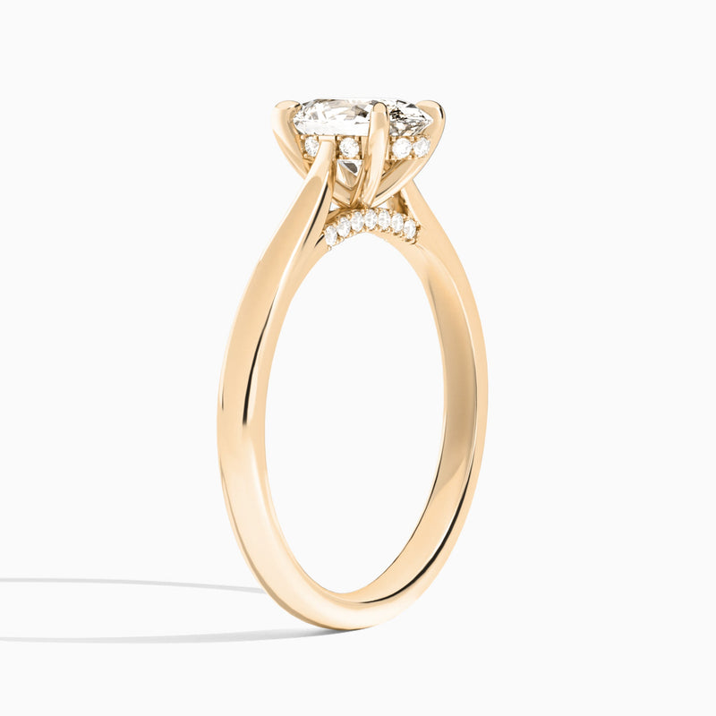 Oval Ophelia Lab Grown Diamond Engagement Ring In 14K Rose Gold, Angle View