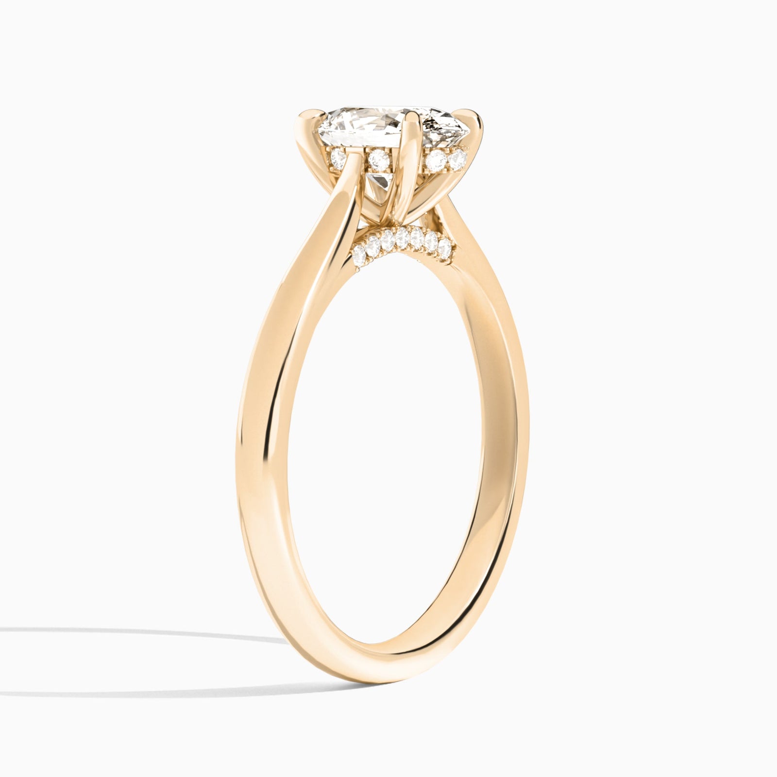 Oval Ophelia Lab Grown Diamond Engagement Ring In 14K Rose Gold, Angle View