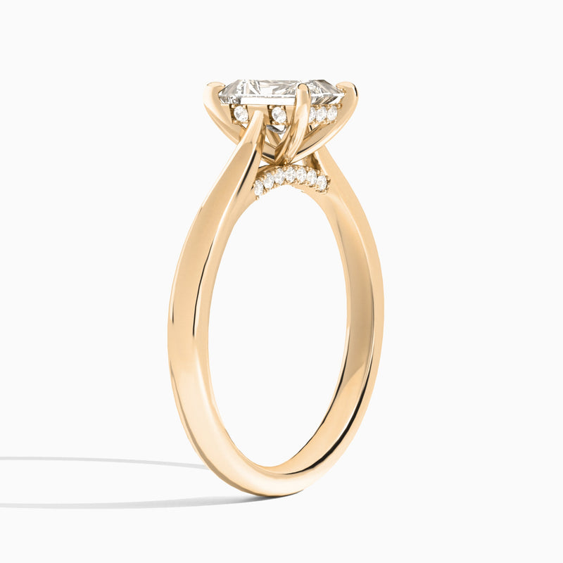 Radiant Ophelia Lab Grown Diamond Engagement Ring In 14K Rose Gold, Angle View
