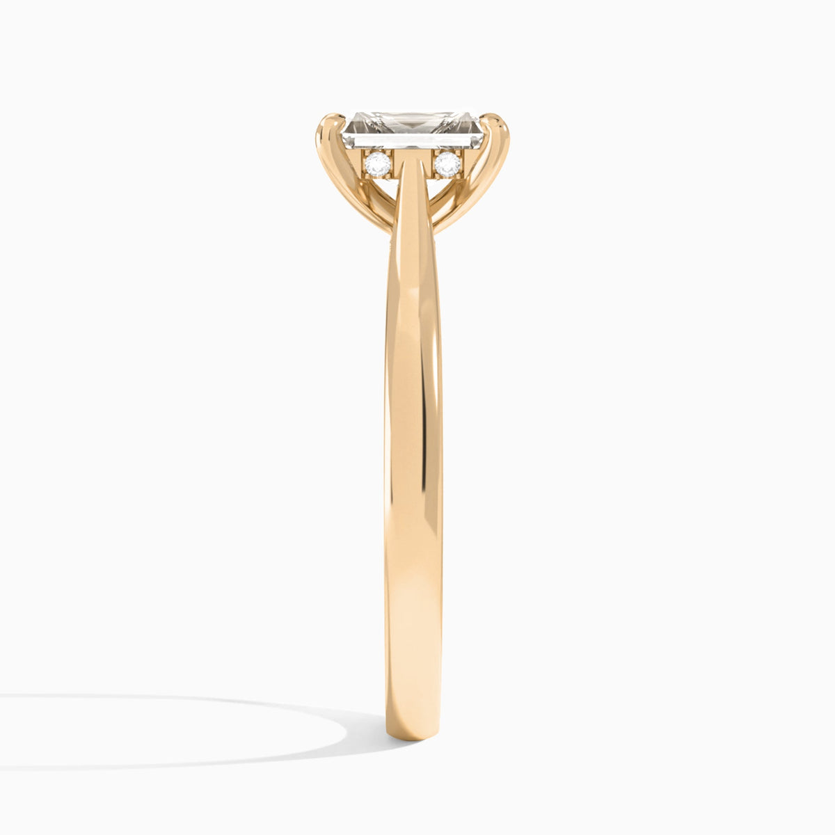 Radiant Ophelia Lab Grown Diamond Engagement Ring In 14K Rose Gold, Side View