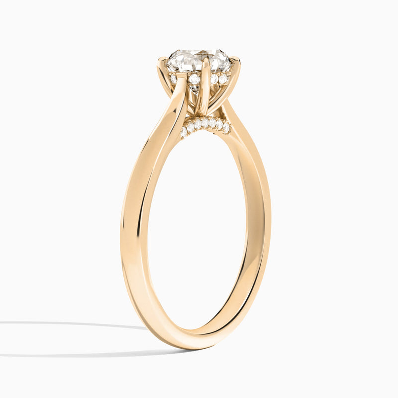 Round Ophelia Lab Grown Diamond Engagement Ring In 14K Rose Gold, Angle View