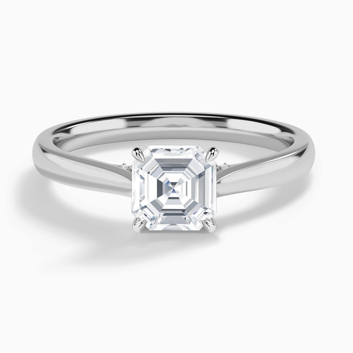 Asscher Ophelia Lab Grown Diamond Engagement Ring In 18K White Gold - Lucenjuri
