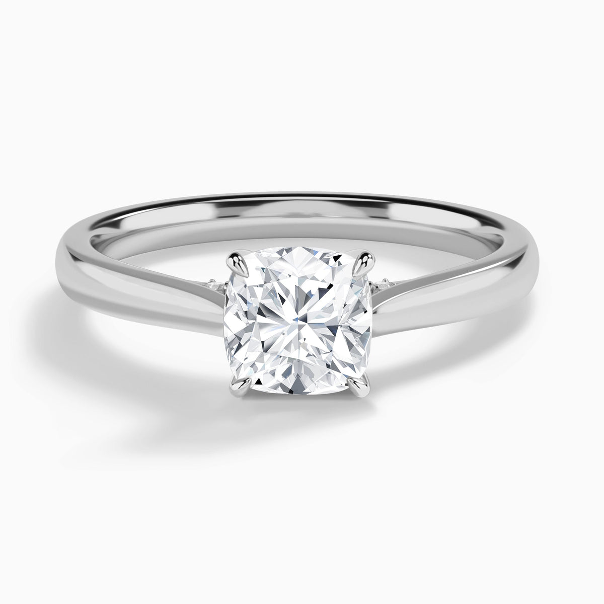 Cushion Ophelia Lab Grown Diamond Engagement Ring In 18K White Gold - Lucenjuri