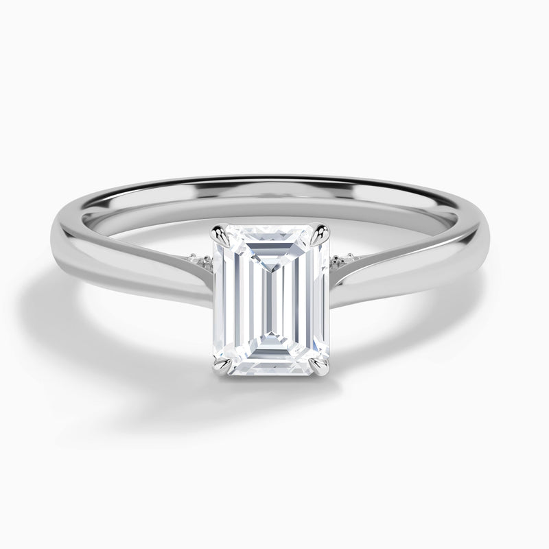 Emerald Ophelia Lab Grown Diamond Engagement Ring In 14K White Gold