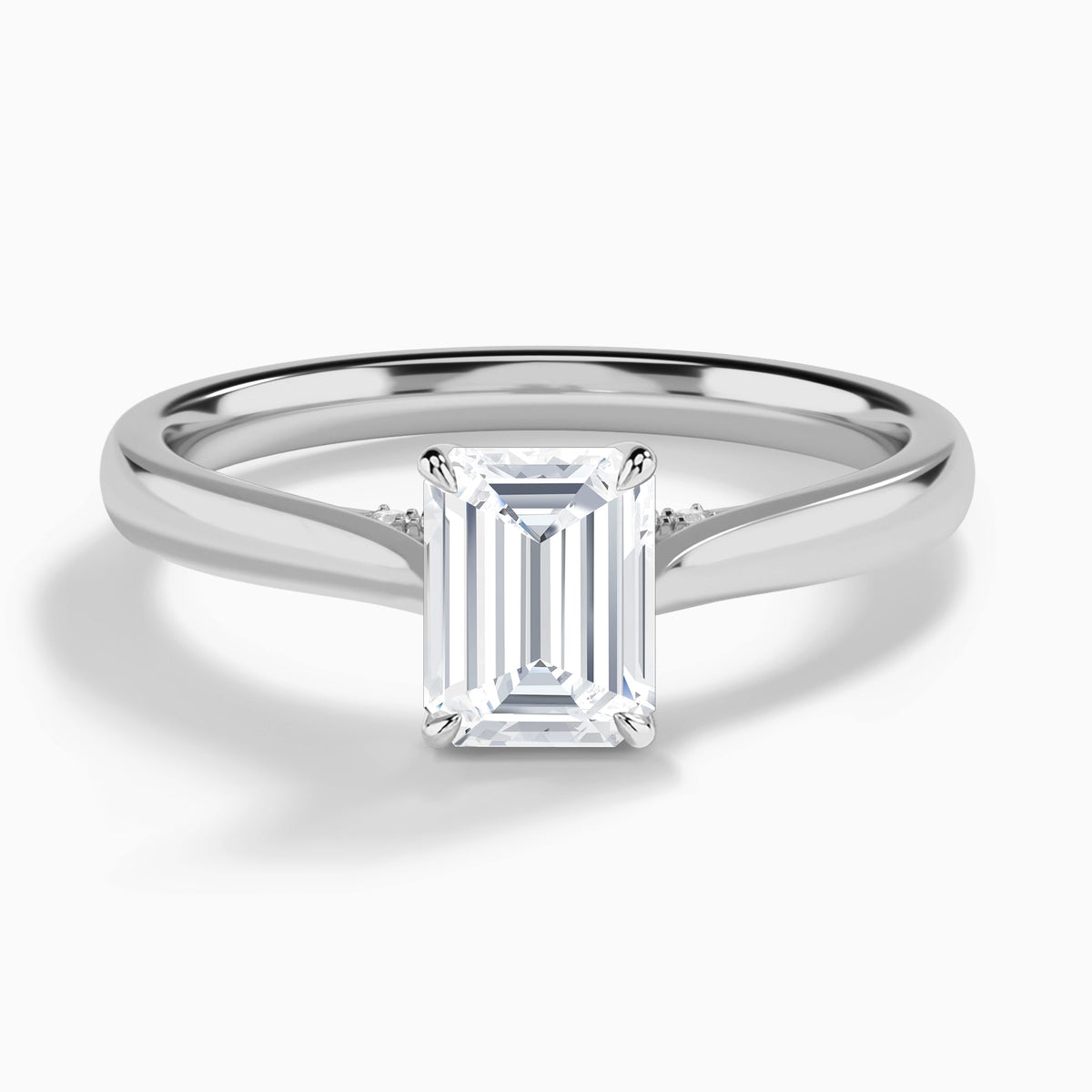 Emerald Ophelia Lab Grown Diamond Engagement Ring In 14K White Gold - Lucenjuri
