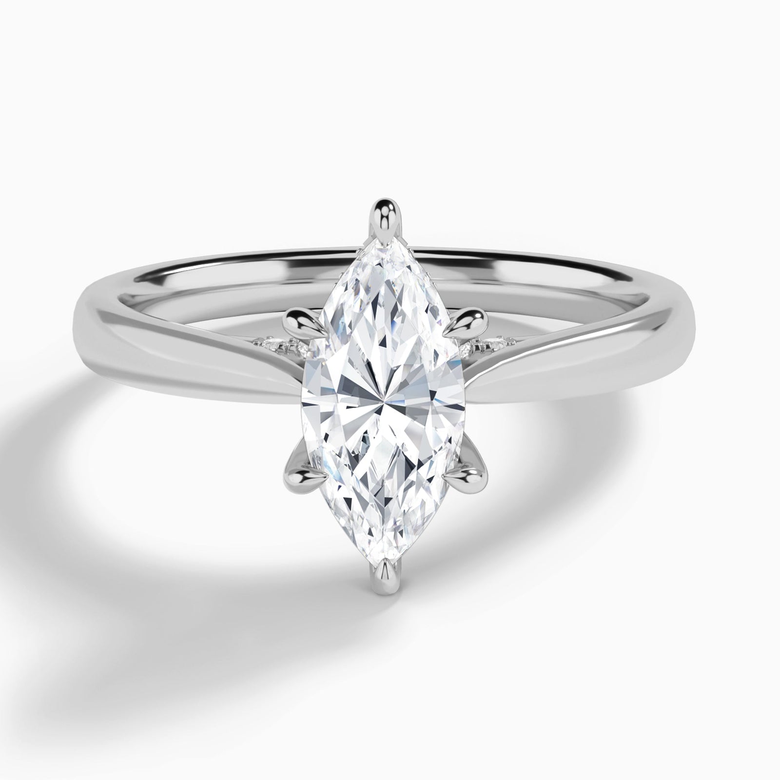 Marquise Ophelia Lab Grown Diamond Engagement Ring In 18K White Gold - Lucenjuri
