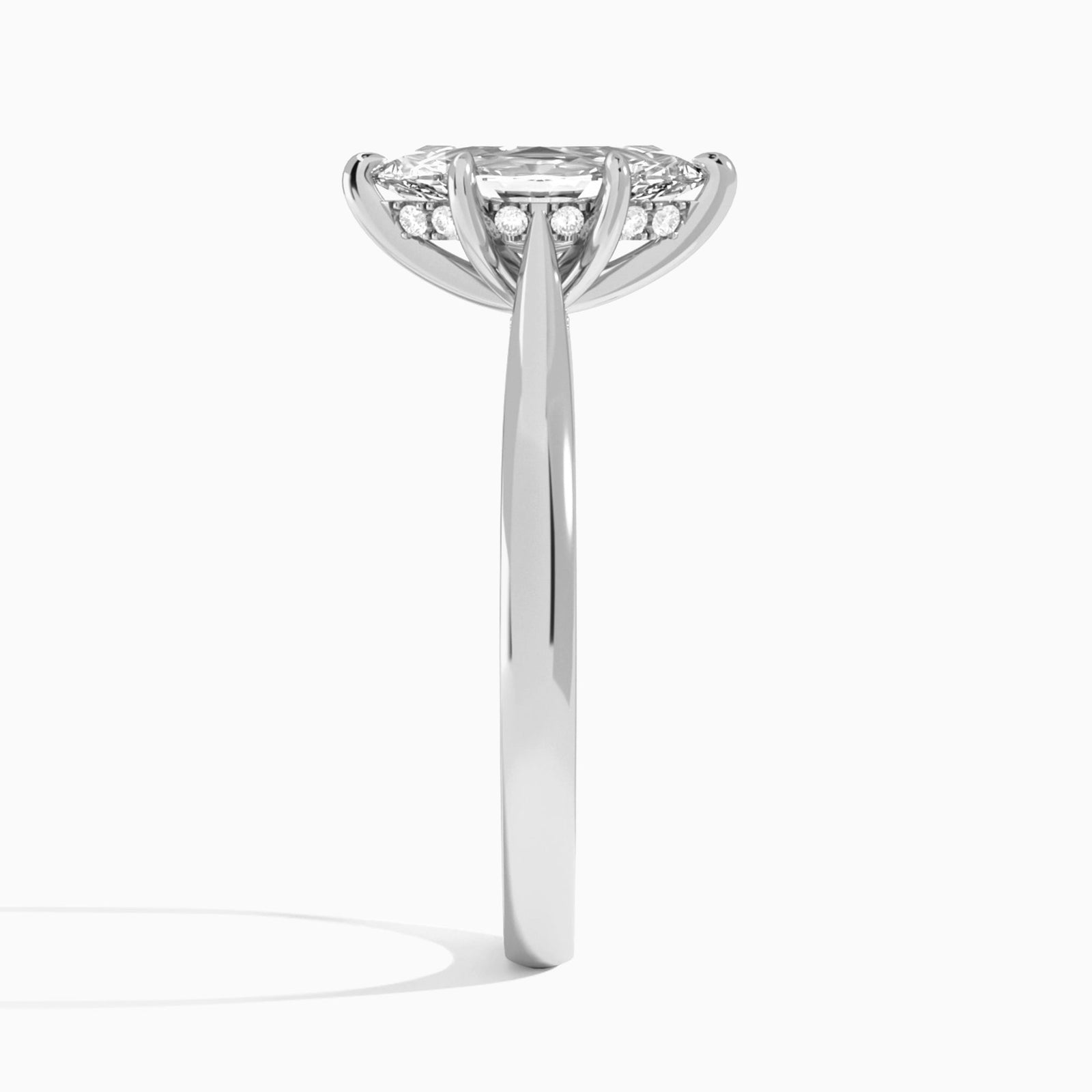 Marquise Ophelia Lab Grown Diamond Engagement Ring In 18K White Gold, Side View
