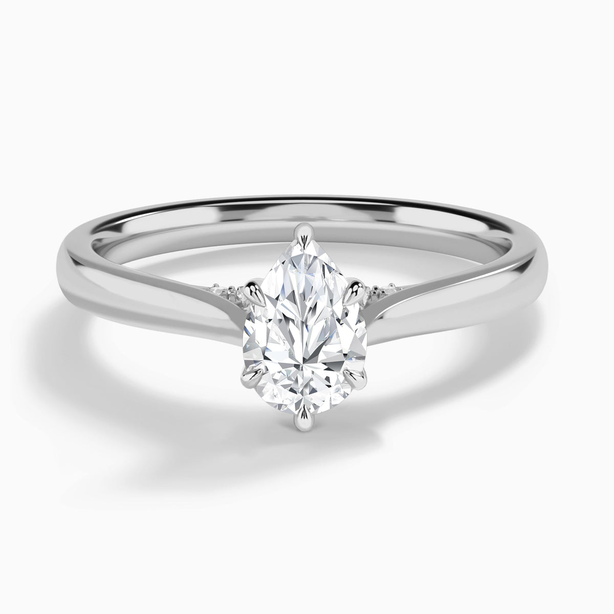 Pear Ophelia Lab Grown Diamond Engagement Ring In 18K White Gold - Lucenjuri