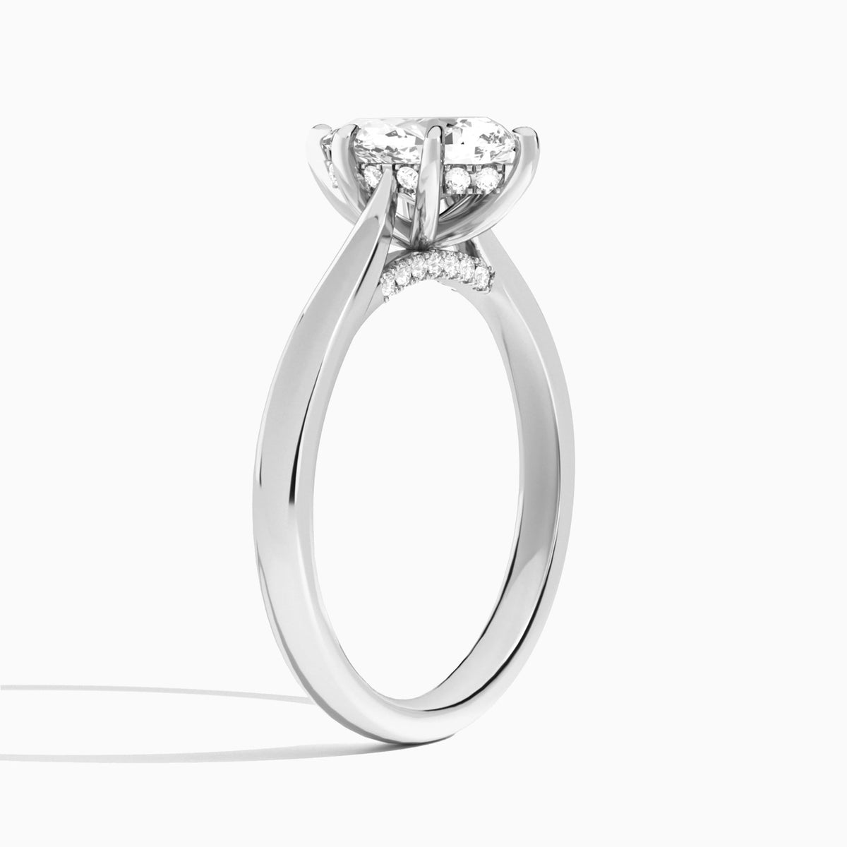 Pear Ophelia Lab Grown Diamond Engagement Ring In 18K White Gold, Angle View