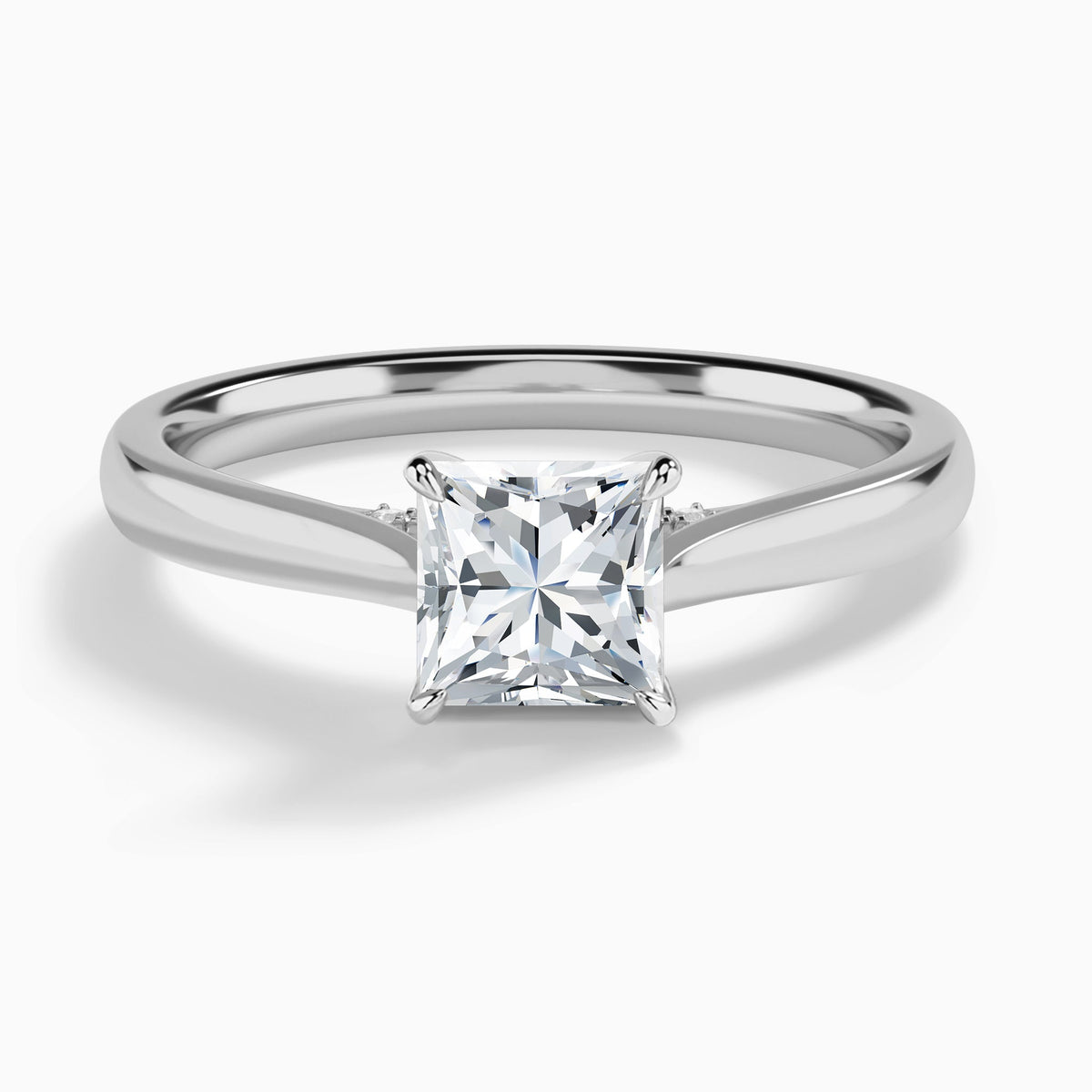 Princess Ophelia Lab Grown Diamond Engagement Ring In 14K White Gold - Lucenjuri