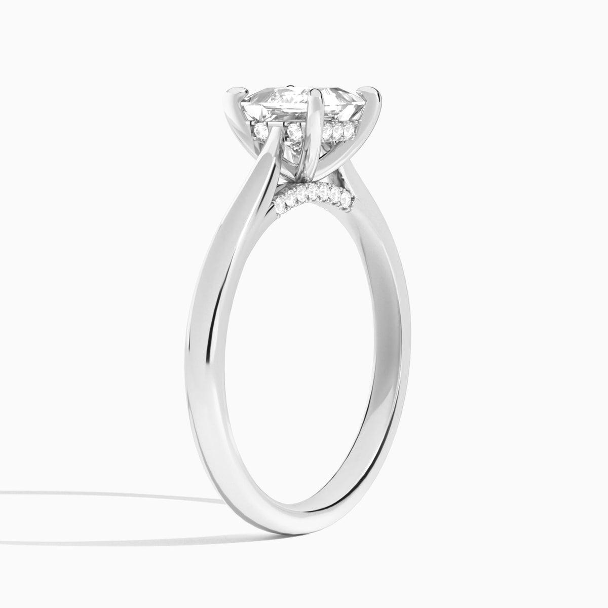 Princess Ophelia Lab Grown Diamond Engagement Ring In 18K White Gold, Angle View