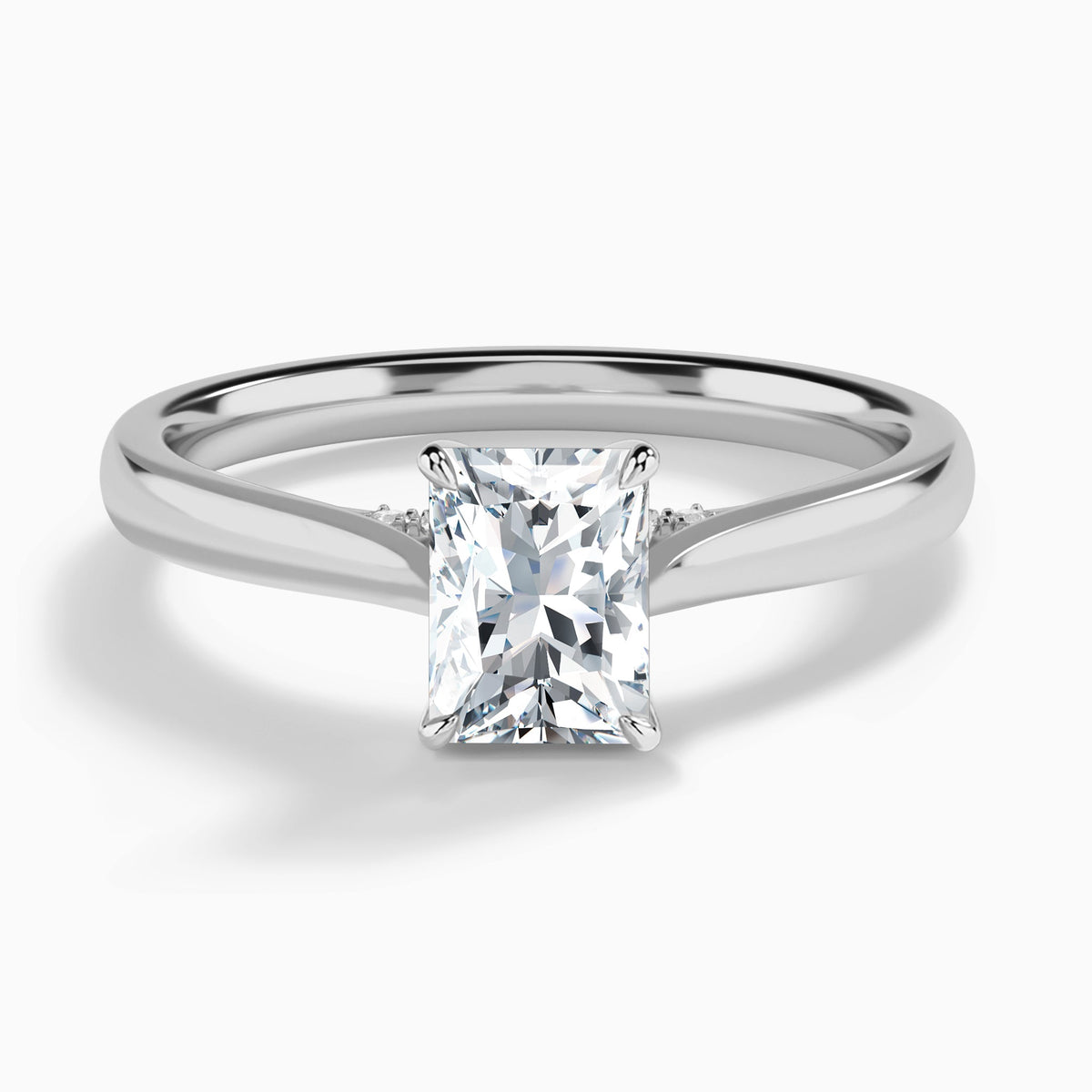 Radiant Ophelia Lab Grown Diamond Engagement Ring In 18K White Gold - Lucenjuri
