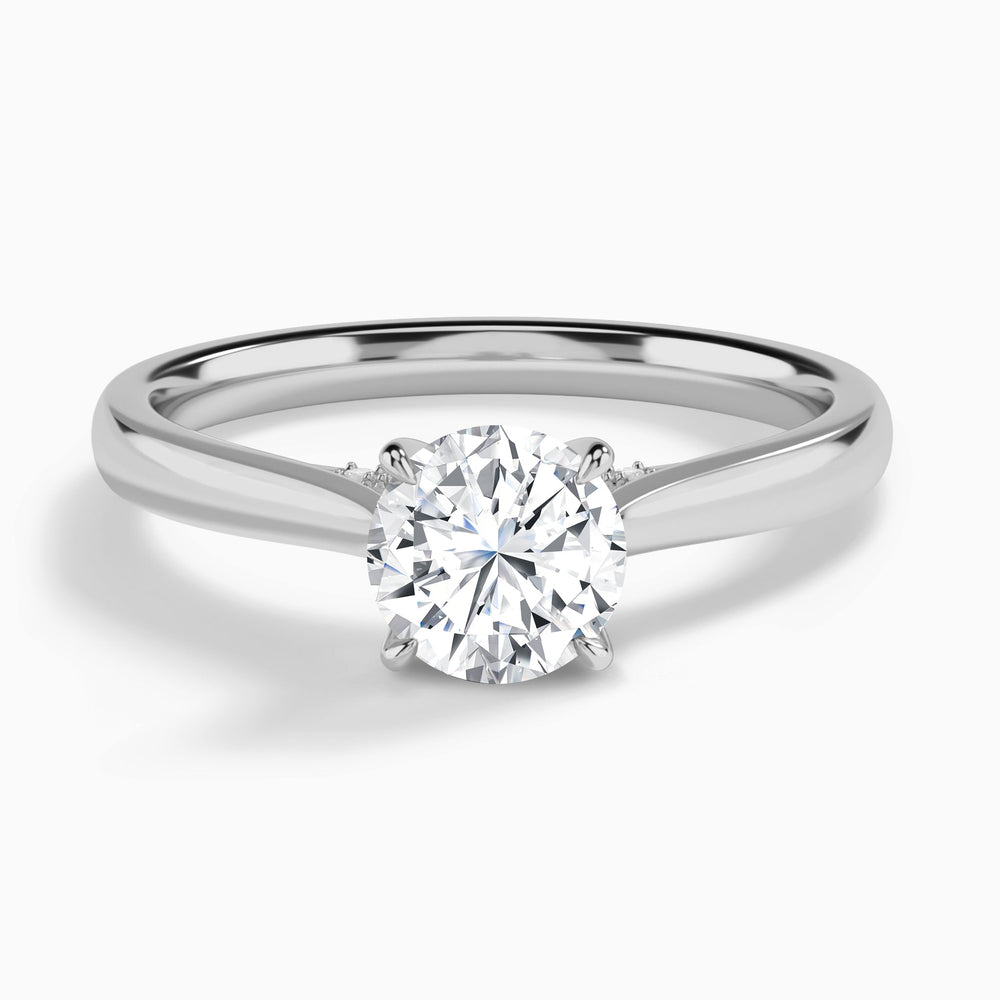 Round Ophelia Lab Grown Diamond Engagement Ring In 14K White Gold - Lucenjuri