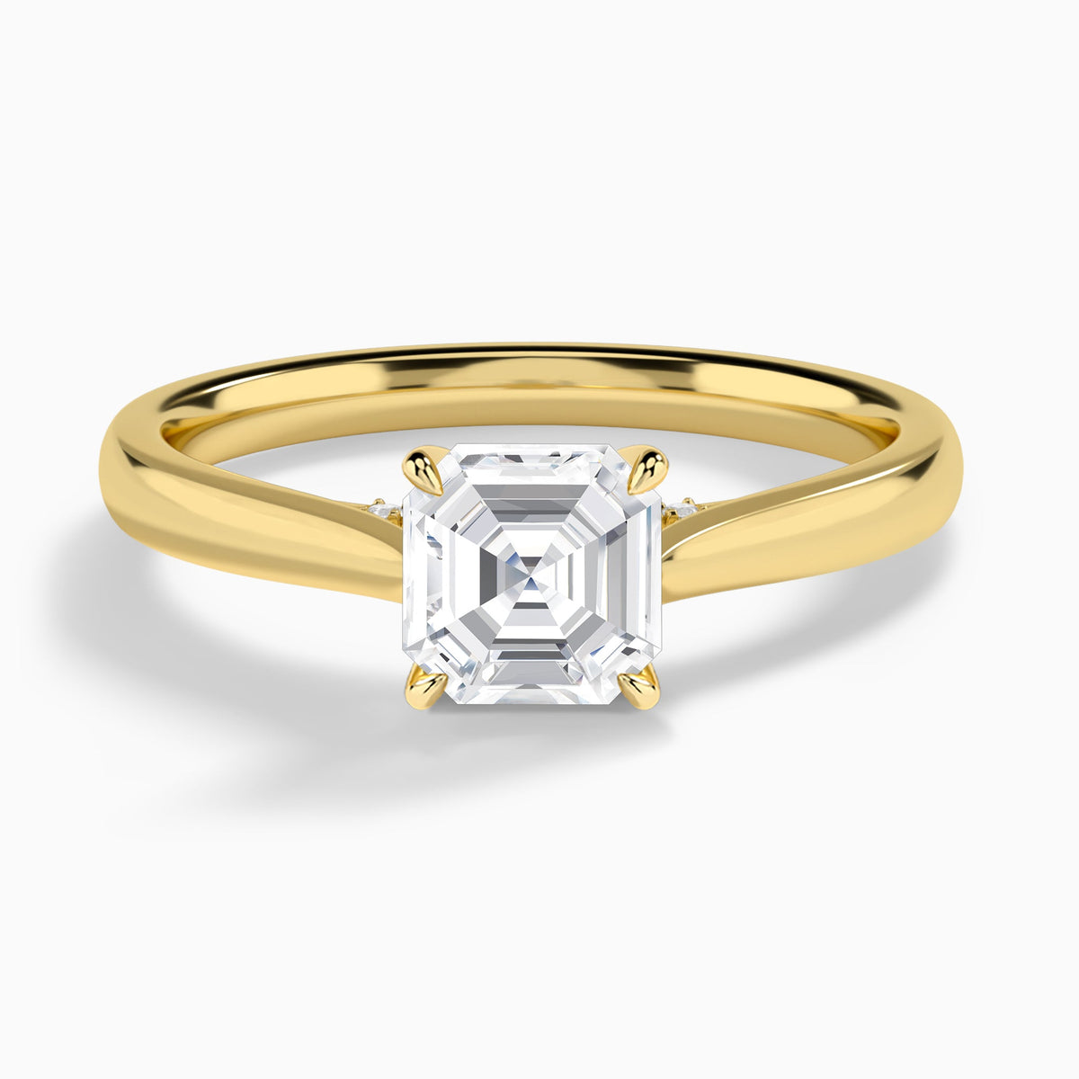 Asscher Ophelia Lab Grown Diamond Engagement Ring In 18K Yellow Gold - Lucenjuri
