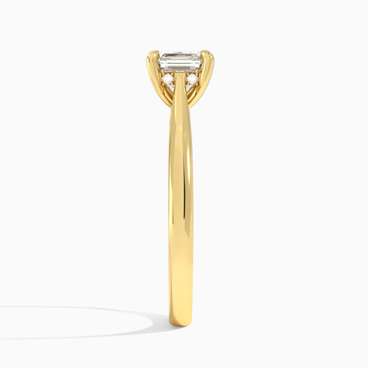 Asscher Ophelia Lab Grown Diamond Engagement Ring In 18K Yellow Gold, Side View