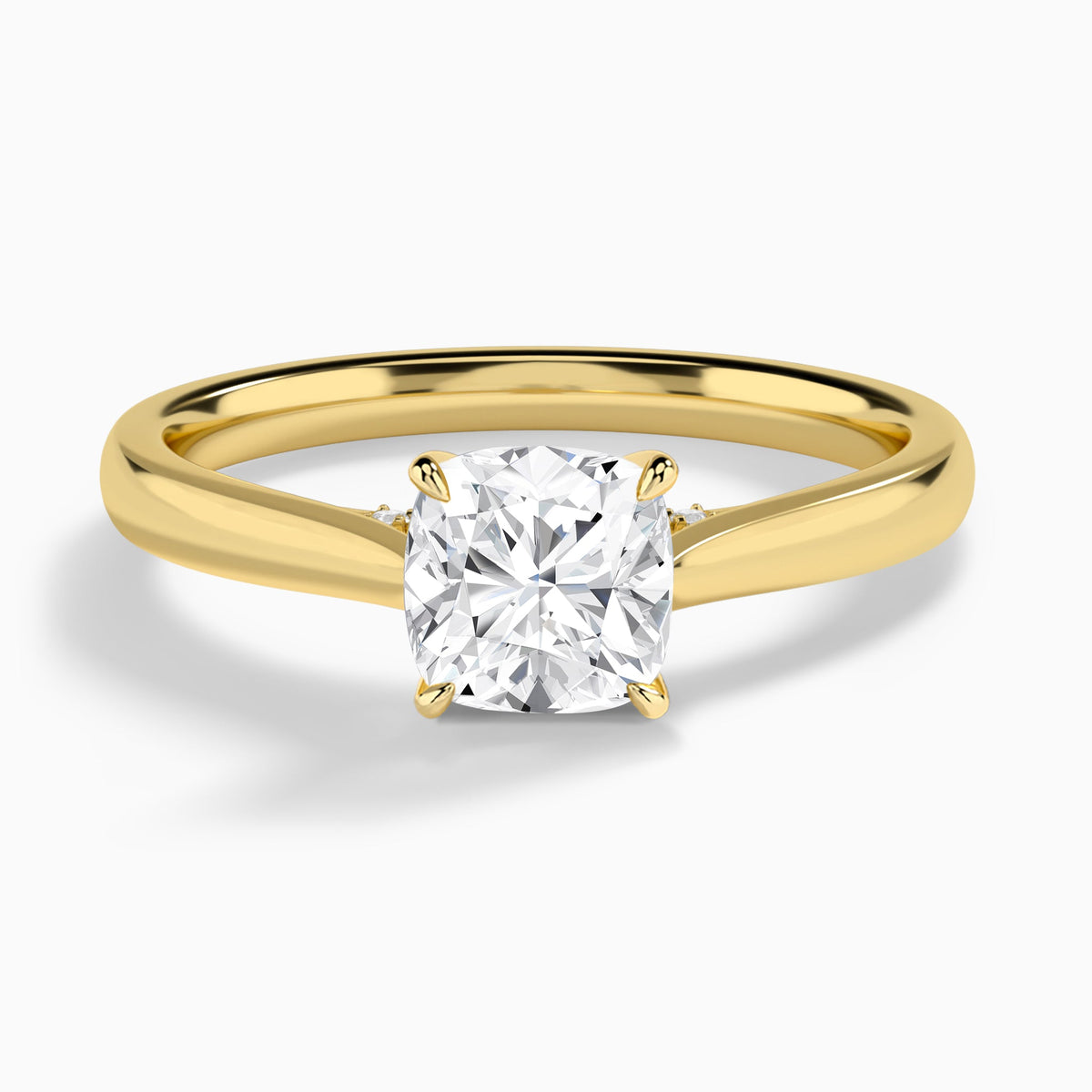 Cushion Ophelia Lab Grown Diamond Engagement Ring In 14K Yellow Gold - Lucenjuri