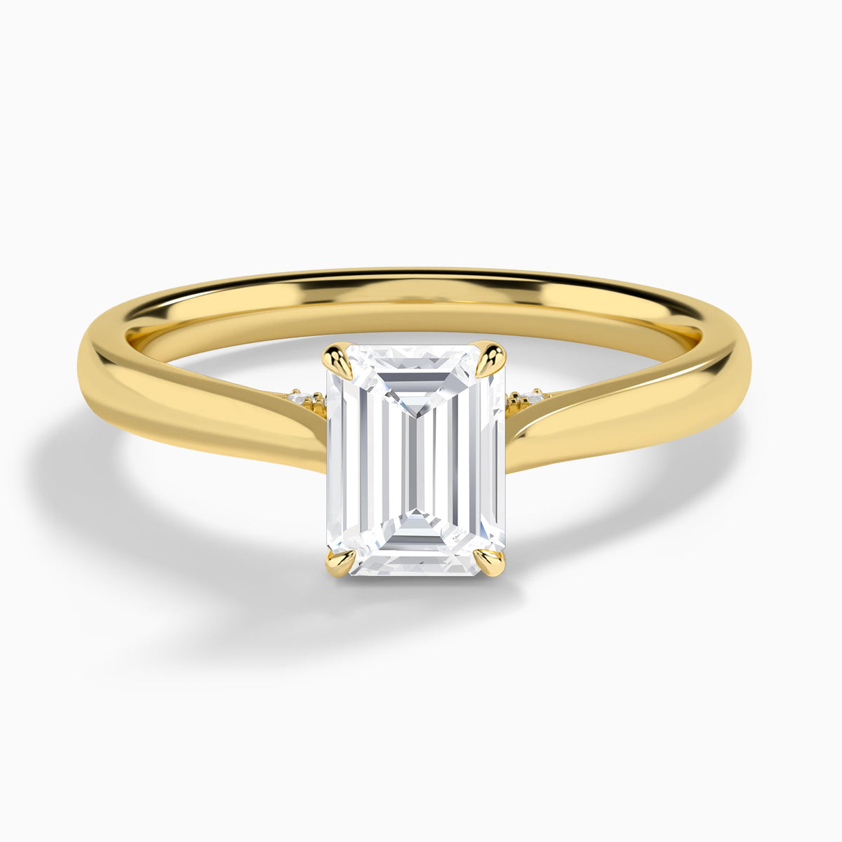 Emerald Ophelia Lab Grown Diamond Engagement Ring In 14K Yellow Gold - Lucenjuri