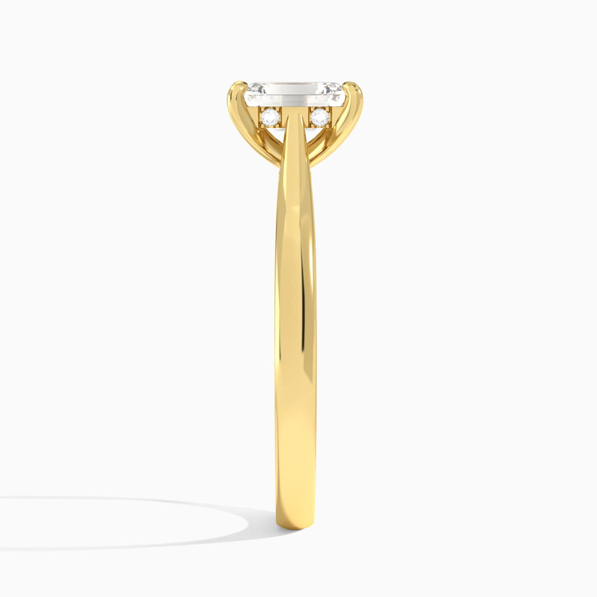Emerald Ophelia Lab Grown Diamond Engagement Ring In 18K Yellow Gold, Side View
