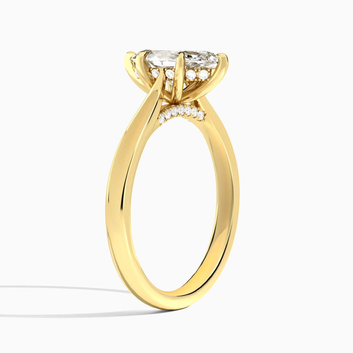 Marquise Ophelia Lab Grown Diamond Engagement Ring In 18K Yellow Gold, Angle View
