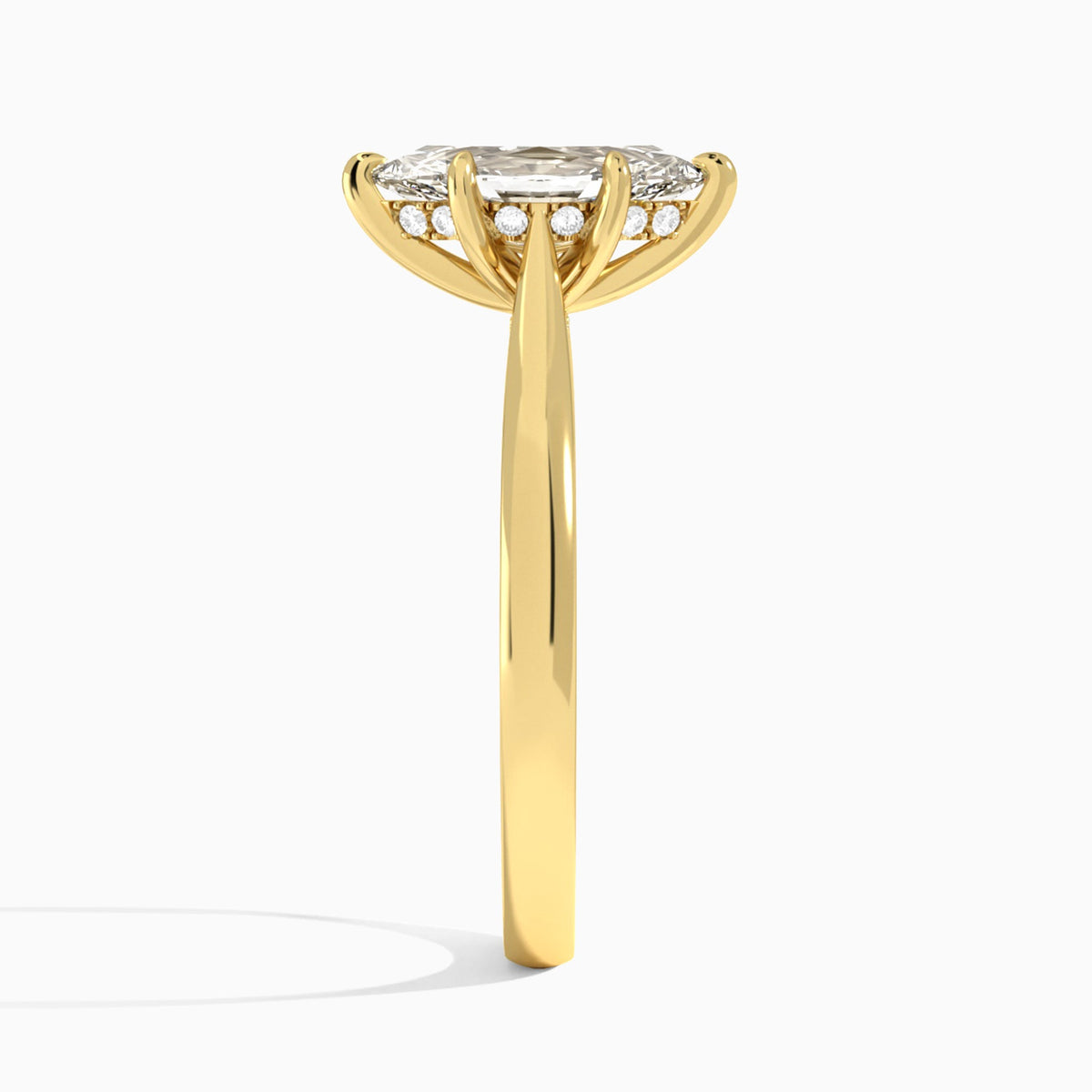 Marquise Ophelia Lab Grown Diamond Engagement Ring In 14K Yellow Gold, Side View